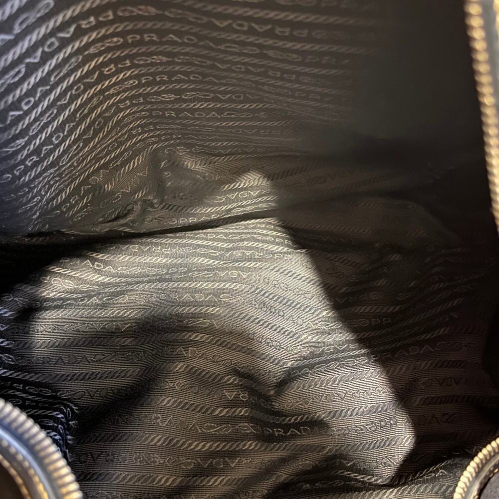 PRADA Navy Blue Nylon Embossed Leather Logo Hobo Bag - Picture 5 of 16